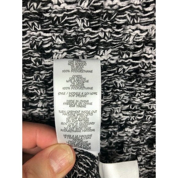 BLANKNYC Womens Pullover Sweater Black Marled Vegan Leather Sleeve Cowl Neck S - Picture 8 of 10